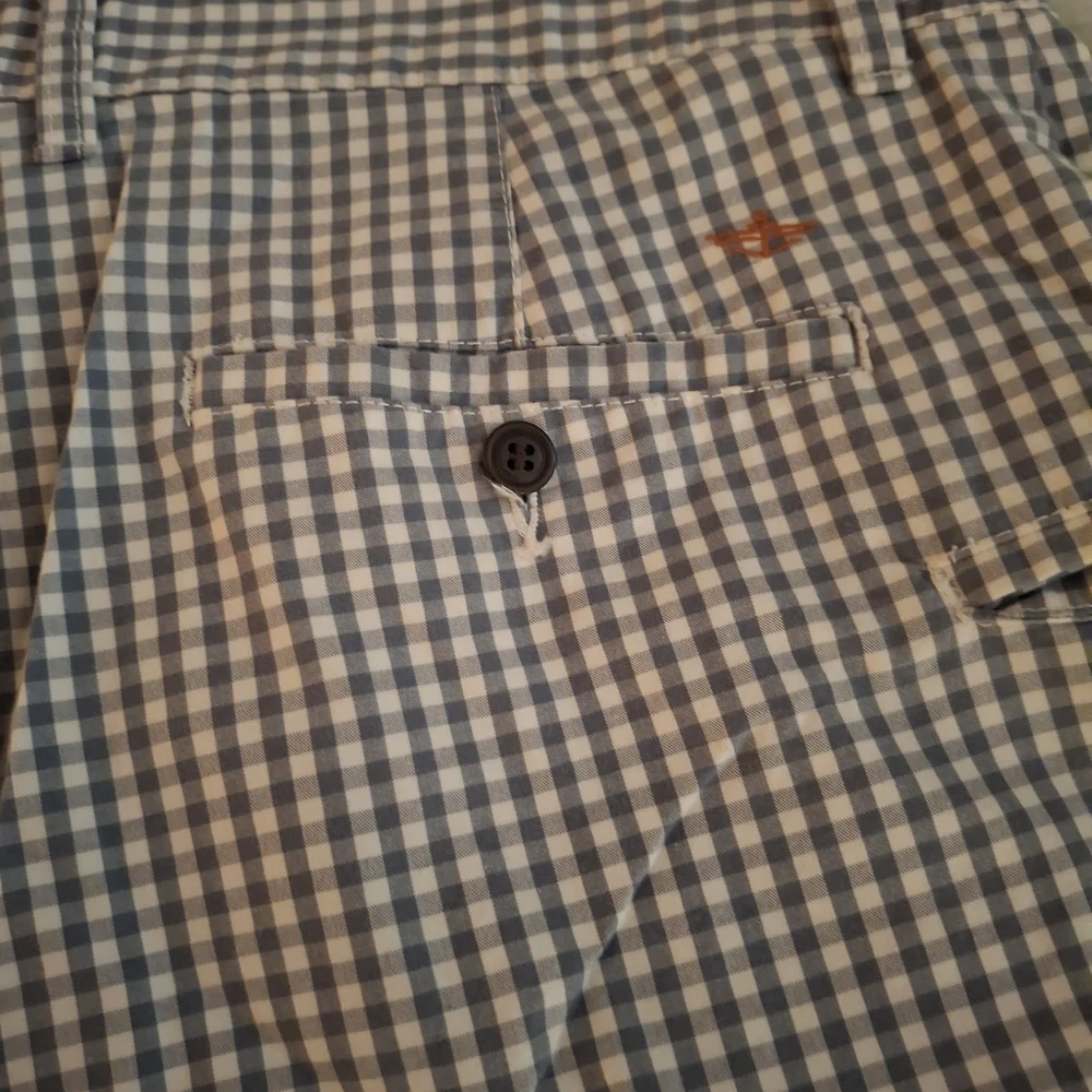 Dockers Men's Blue and White Plaid Bermuda Shorts